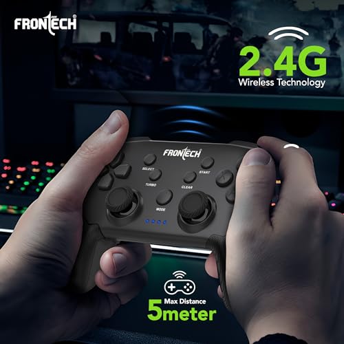 Image of FRONTECH Vortex Pro Wireless Gaming Pad, Dual Motor Vibration, 2.4G USB, 400mAh Battery, for PC /Windows /PS3 /Android TV (GP-0003)