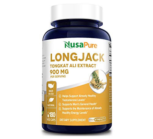 Longjack Tongkat Ali 900mg 180 Veggie Caps (Non-GMO & Gluten Free) - Natural