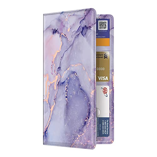 FINPAC Car Registration and Insurance Card Holder, Vehicle Glove Box Card Organizer Wallet, ID Card Holder for Essential Automobile Documents, Lilac Marble