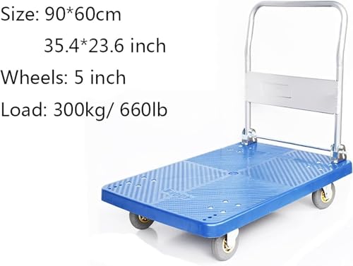 Diable Pliant Robuste - Capacité de 300 kg, poignée en métal, 4 Roues, Chariot Portable pour la Maison et Les déménagements, Vert avec Roues de 15 cm - Idéal pour Les cha