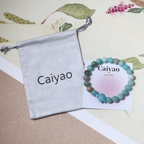 Caiyao 8mm Turquoise Sea Turtles Beads Bracelet Elastic Stretch Bracelet for Women Men2