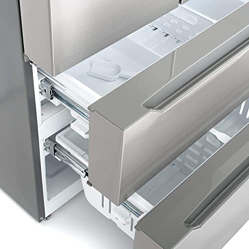 Smeta French Door Refrigerator With Ice Maker Auto 36'' Inch 22.5 Cu.ft Counter Depth Bottom Freezer For Home Kitchen 23 Cu Ft Full Size, Stainless Steel #TOP4