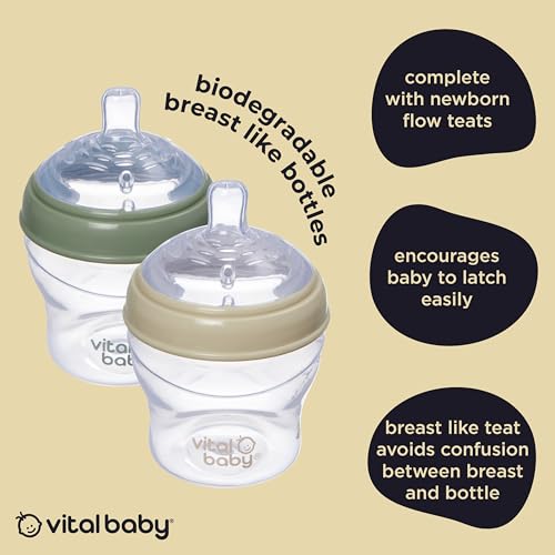 Vital Baby Nurture Breast-Like 0m+ Baby Feeding Bottles, 150ml 2pk, Self-Sterilising in 3 Mins, Triple Anti-Colic Valves, Slow Flow Teats, EarthSmart Biodegradable, BPA-Free - Image 5