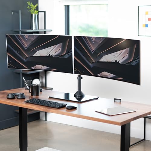 VIVO Freestanding Dual Ultrawide Monitor Stand with Sleek Glass Base and Adjustable Arms, 2 Screens up to 38 inches and 22 lbs Each, Black, STAND-V038FG by VIVO - Image 9