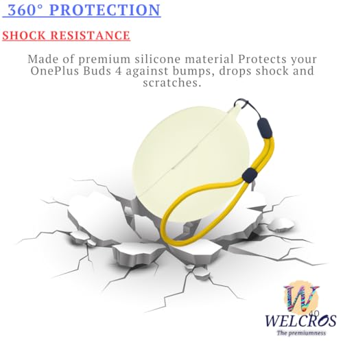 Image of WELCROS Soft Silicone Protective Case Cover for OnePlus Buds 4 (Lanyard Ivory Gold)