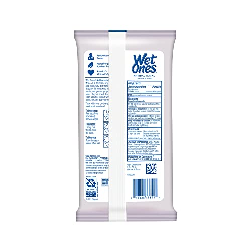 image for Wet Ones Antibacterial Hand Wipes, Lavender Wipes | Travel Wipes Case,