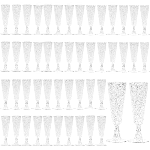  Lot de 50 Flûtes à Champagne en Plastique à Pa...