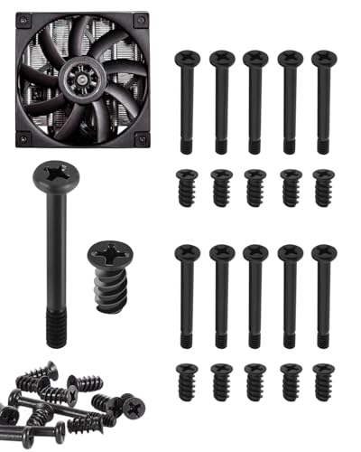 JUKOTA 40 Piezas Tornillos de Caja PC Cabeza Plana Tornillos de Ventilador PC Tornillos de Ventilador de Caja de Computadora de Acero al Carbono Tornillos Ventilador para Placa Base Ventilador Caja