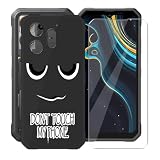 AQGGIIXY Custodia per Blackview Oscal Marine 3 (6.56") Case con 1 X Vetro Temperato Pellicola Protettiva Film,Ultra Sottile Antiurto Nero Morbida Silicone TPU Cover - Non toccare W.