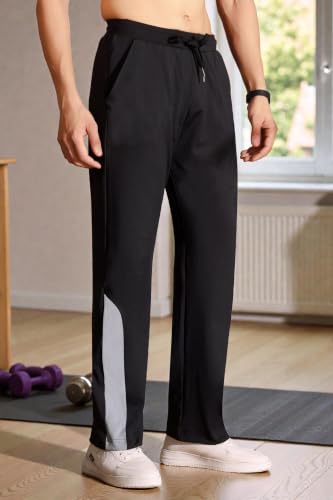 Image of Flapfit Men's Solid Pattern Spandex Track Pant with Ankle Length Drawstring Closure Type and Loose Fit Jogger Style