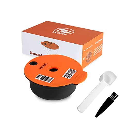 Capsulas Tassimo Compatibles, Café Tassimo Capsulas Reutilizables de 60 ml/180 ml para Accesorio de Cápsula Recargable Tassimo de Bosch Filtro de Cápsulas Tassimo y 1 Cuchara y 1 Cepillo (180ml) Cover
