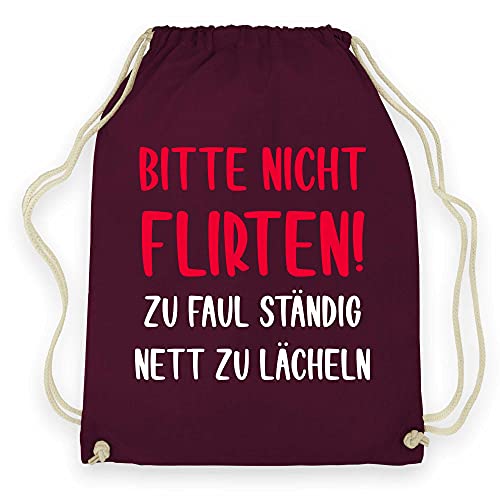 Turnbeutel "Bitte nicht flirten zu faul ständig zu lächeln" von wowshirt