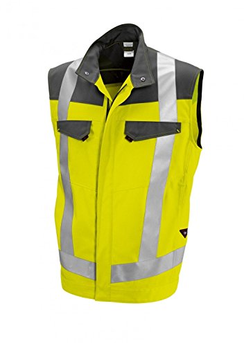Chaleco de cuello alto de alta resistencia BP con tejido técnico bicolor amarillo y gris