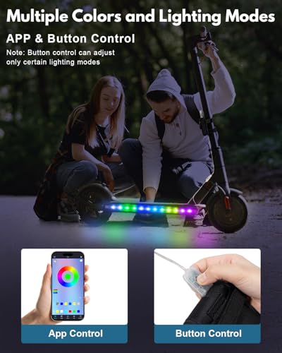 JUSJUBR LED Lights for Scooter, Multiple Colors and Lighting Modes, App Control, Colorful Bike Skateboard Lights with Battery Box for Night Riding - Thumbnail 2