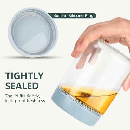 Miniatura 3 de Cozary 4 Piezas Tarros De Avena Nocturna, 480ml Tarros De Cristal Con Tapa Hermética, Botes De Vidrio Reutilizables, Para Frigorífico, Despensa, Ideales Para Overnight Oats, Yogur, Mermeladas