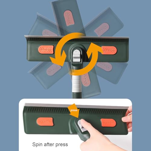 Window Squeegee, 2 in 1 Window Squeegee Cleaner Tool with Extension Pole, Telescopic Window Squeegee with 90° Rotating Head - Image 2