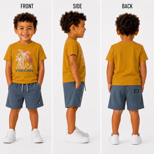 Image of Volcom Toddler Baby Boy Shorts Set - 2 Piece Short Sleeve Graphic Tees and Shorts Infant Toddler Little Boys Summer Outfits