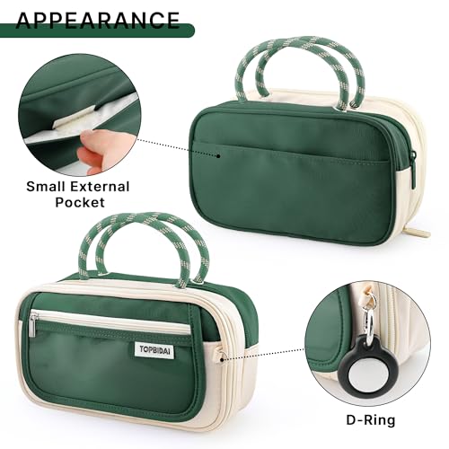 Image of TOPBIDAI Large Pencil Case Pouch School Supplies for Girls Boy Women Men | Big Pencil Bag with 5 Compartments, Easy Grip Handle, Office College School Pencil Box