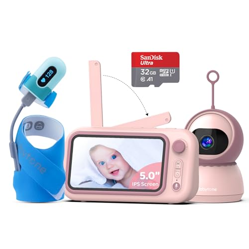 Image of babytone Video Baby Monitor with Baby Sleep Monitor Sock, Tracking Avg O2, Heart Rate and Movement, Pan/Tilt/Zoom 1080P Night Vision Cam