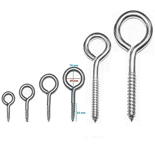 Preisvergleich Produktbild Ringschraube Schraubösen Hakenschrauben Stahl verzinkt - Stabile Schraubhaken in 6 verschiedenen Größen (70mm 25 Stück)