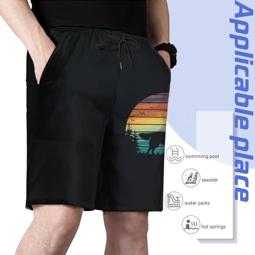 Retro Golden Retriever Mens Swim Trunks Quick Dry Board Shorts with Mesh Lining4