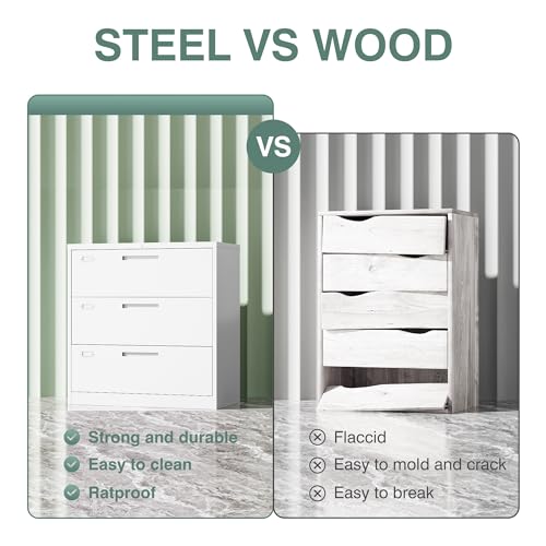 image for Letaya 3 Drawer File Cabinets with Lock,Metal Lateral Filing Cabinets 