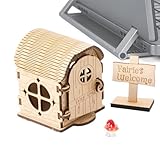 Feenhaus Bausatz - Holzbaukasten Set, Miniatur Romantisches Schloss, 180g Leichtgewicht + LED Kompatibel, Naturholz Material - Für Feiertage Fensterbänke Und Schreibtisch