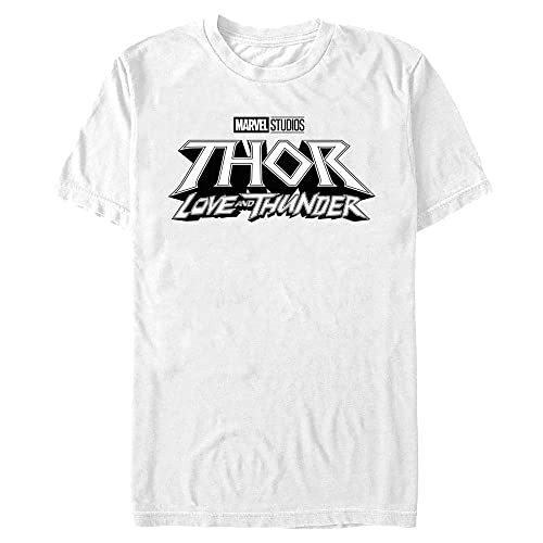 T-Shirt Marvel Logo Blanc Homme Anti-Déformation en Tissu Respirant Coupe Droite Impeccable
