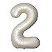 Number 2 Balloons White Sand Two Balloon for 2 Year Old Birthday Decorations 40 Inches Cream White Large Numbers 2nd Birthday Party Nude Ballons Beige 1 Digital Neutral Balloon Pearl White 2