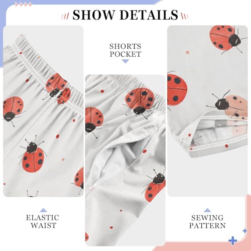 Boys' Pants Red Ladybugs Dots White Long Bottoms Jogger Pants Elastic Waist Trousers with Pockets S-XL4