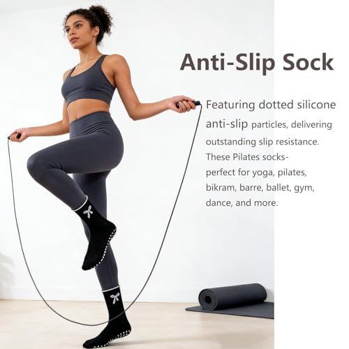 Image of Grip Socks Pilates,Cute Pilates Socks for Women, Ruffle Grippy Sock for Yoga Barre Hospital