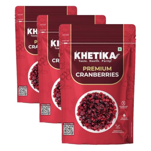 Image of Khetika Cranberries 200g | High Antioxidants | No Added Preservatives (Pack of 3)
