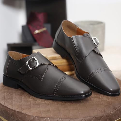 Image of LOUIS STITCH Men's Formal Shoes | Italian Leather Double Monk Strap Handcrafted | Stylish Slipon Shoes for Business, Formal, (LSRXSM)