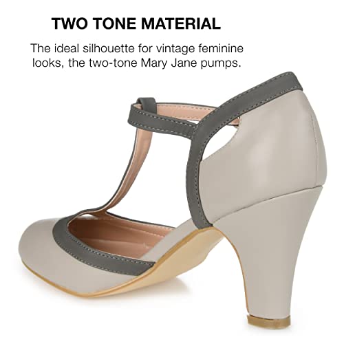 Journee Collection Womens Olina Classic Mary Jane Pumps With T-Strap And Buckle Closure, Grey, 10 #TOP2