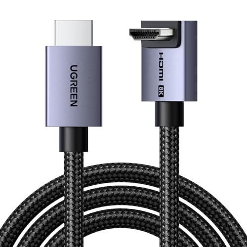 UGREEN 8K Câble HDMI 2.1 Coudé 90° 10K 8K 60Hz 4K 240Hz Haute Vitesse 48Gbps Cordon HDMI Aluminium Dynamic HDR Dolby Atmos HDCP Tressé en Nylon Compatible...