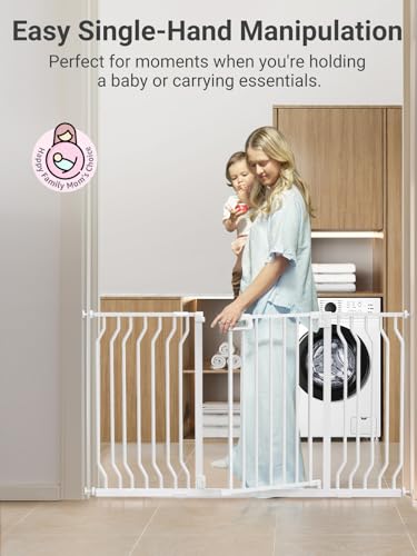 Image of Mom's Choice GROWNSY Baby Gate, 53 inch-57 inch Auto-Close Dog Gate for Stairs & Doorways, Pressure-Mounted Easy Install - No Drill, Walk Through, Safe & Durable