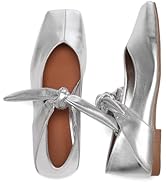 Amazon.com | Riekhany Square Toe Ballet Flats for Women Bow