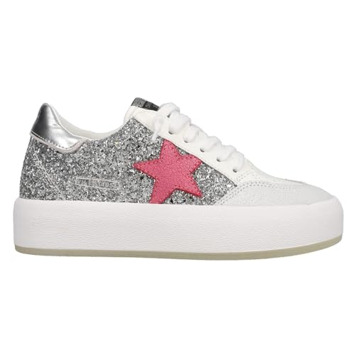 VINTAGE HAVANA Womens Ream Glitter Metallic Slip On Platform Sneakers Shoes Casual - Silver