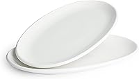 Vista 1 de Sweese 750.101 - Platos ovalados de porcelana blanca para fiestas, bandejas ovaladas grandes para servir platos de pescado, carne, restaurante