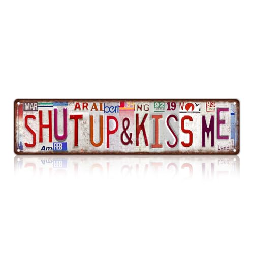 Vintage Shut Up & Kiss Me Metal Tin Signs Wall Decor