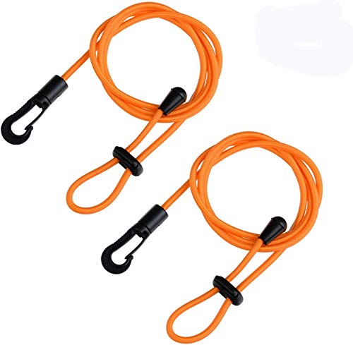 AMbs Kayak Paddle Leash 2 Pcs Safety Rod Adjustable Canoe Paddle Fishing Rod Survival Paracord Bungee Cord Safety Lanyard Strap with Snap Hook for Kayaking Securing Canoe SUP Board (Orange)