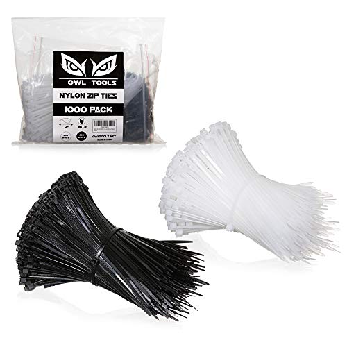 Nylon Zip Ties (Bulk Pack Of 1000) 4 Inch Cable Ties In Black And White - Small Mini Sized 25Lb Strength Tie Wraps - Perfect For Tying Cables, Wires, Organization, And So Much More! #TOP1