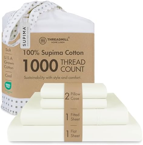 Threadmill Supima Cotton 1000 Thread Count Luxury Sheet Set, Luxu...