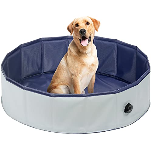 Petace Piscine Chien Pliable en PVC Résistant à l'usure, Piscine pour Chien et Enfant Solide et Antidérapant avec 8 Pièces de Réparation, 80x20 cm(S) Cover