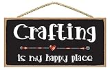 Crafting Is My Happy Place Sign - Craft Room - Craft Room Decor - Craft Room Quotes - Craft Room Dec