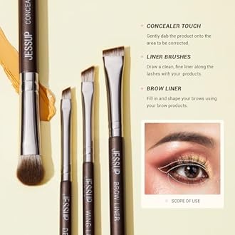 Jessup Eye Makeup Brushes Set Professional 15pcs Brown Eyeshadow Brush Eyebrow Concealer Eyeliner Blending Brush for Makeup Premium Synthetic Eye Brush Set, T499