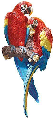Design Toscano Tropical Scarlet Macaws Wall Sculpture, 22 Inch, Polyresin, Full Color