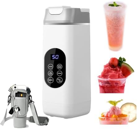 Hualisen Blender portable pour smoothies Juice, 420 ml de centrifugeuse isolée avec pochette de rangement, 12 lames Juice Cup USB-C Rechargeable, sans fil Blender personnel pour les shakes et smoothies (ZJ/Blanc)