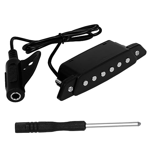 ギターピックアップ アコースティックエレクトリックギター ケーブル 低音ピックアップ ラック 音楽 アコースティック チューナー 圧電 Black プラスチック Toyvian