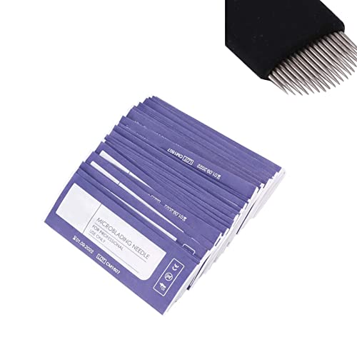 50 piezas en forma de U 18 pines agujas de microblading permanentes manual de tatuaje de cejas aguja de aguja de maquillaje